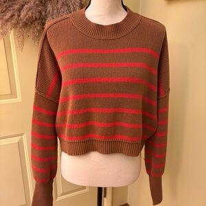 NWOT FREE PEOPLE Easy Street Stripe Crop Pullover size S